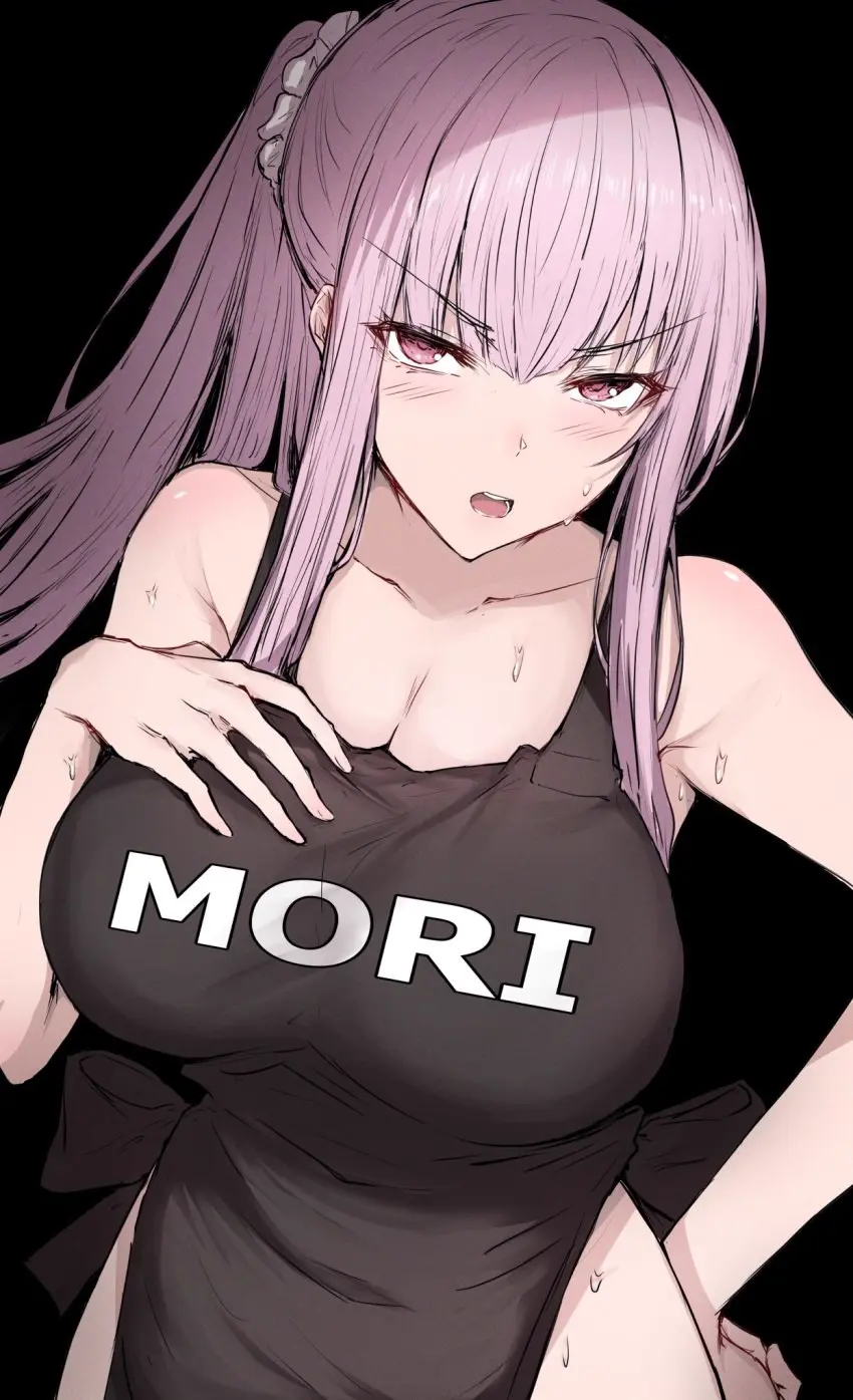 Image 1girls,big_breasts,breasts,female,large_breasts,virtual_youtuber,pink_hair,hololive,cute,apron,angry,angry_face,hololive_english,hololive_myth,mori_calliope,sakiya
