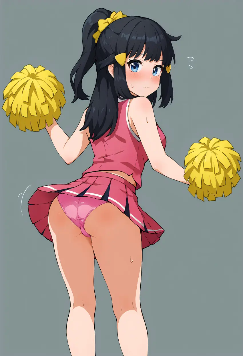 Image female,pokemon,ai_generated,2d,shiroppo,cheerleader,cheerleader_uniform,dawn_(pokemon),hair_clip,hair_clips
