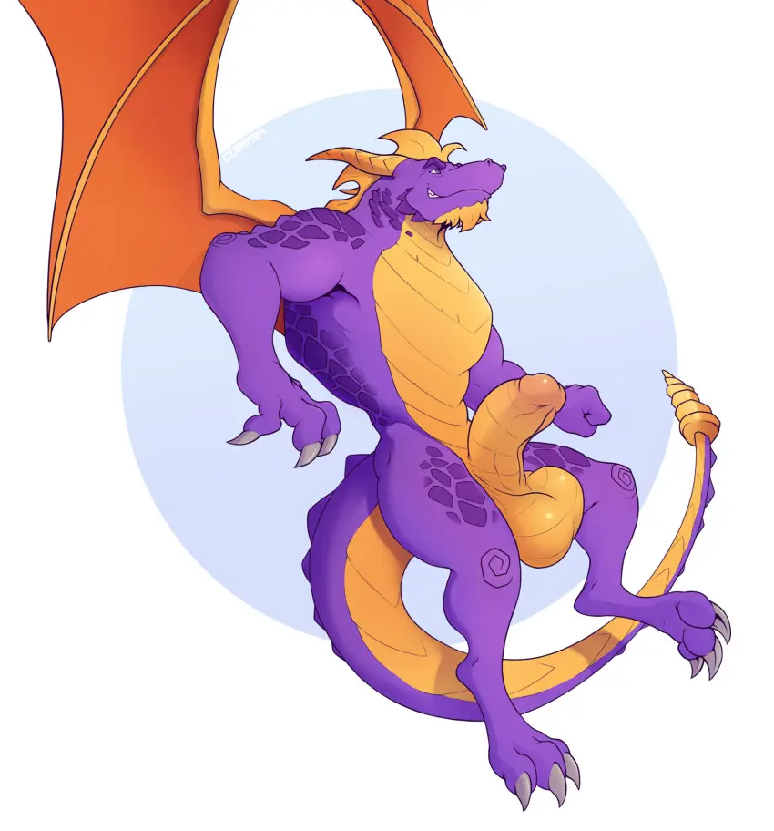 Image hi_res,simple_background,smile,solo,male,nude,penis,tail,big_penis,humanoid_penis,muscular,muscular_male,male_only,digital_media_(artwork),balls,wings,anthro,mythology,european_mythology,big_balls,genitals,biceps,claws,muscular_anthro,paws,horn,scalie,purple_body,humanoid_genitalia,mythological_creature,activision,corrsk,dragon,mythological_scalie,spyro,spyro_the_dragon,western_dragon,faggot
