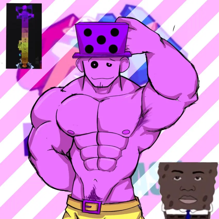 Image 1boy,male,yaoi,purple_skin,tagme,smug,pubic_hair,bara,roblox,reference_image,roblox_game,source_request,buff,juke's_towers_of_hell,kendrick_nsfw,monodoe,spongebob_squarepants_(character),toaaa_(jtoh)