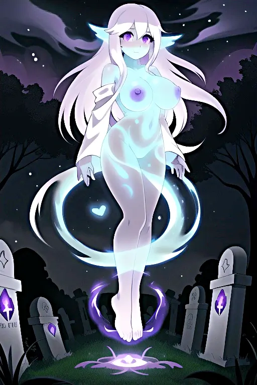 Image 1girls,big_breasts,breasts,female,female_only,long_hair,looking_at_viewer,white_hair,nude,ai_generated,nude_female,purple_eyes,ghost,jfxjxf,night,two_tone_body,blue_body,white_body,forest_background,sleeves,spirit,flying,ghost_girl,purple_nipples,graveyard,hovering,light_blue_body,tombstone,transparent_body,will-o-wisp
