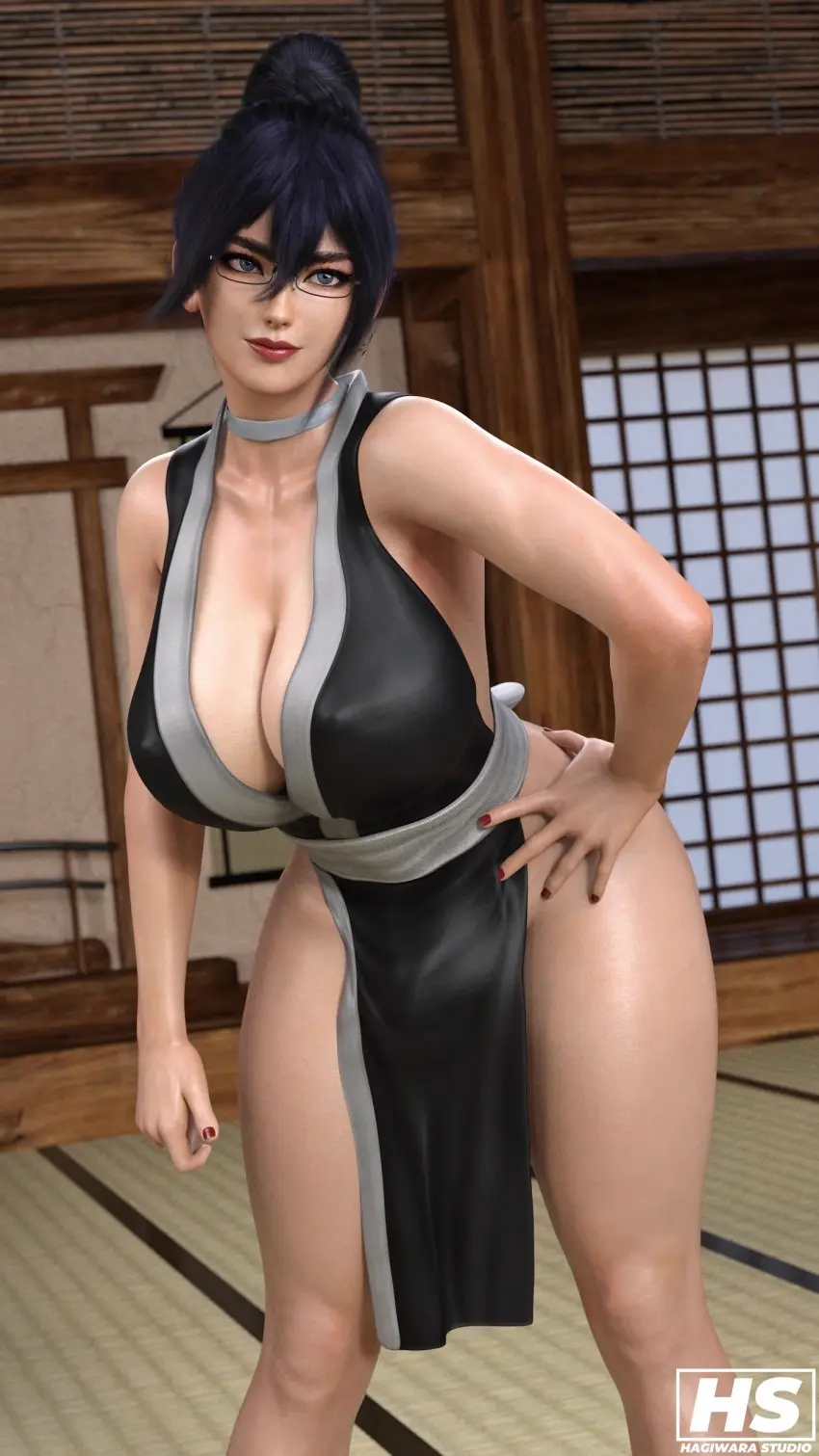 Image 1girls,big_breasts,breasts,female,female_only,highres,solo,black_hair,blue_eyes,glasses,tagme,3d,high_resolution,gundam,hagiwara_studio,fumitan_admoss,gundam_tekketsu_no_orphans