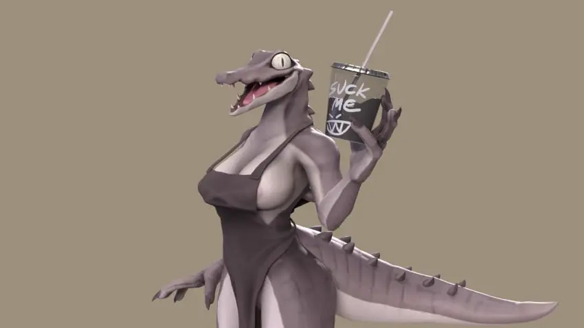 Image 1girls,female,female_only,looking_at_viewer,solo,smiling,smiling_at_viewer,anthro,tagme,3d,apron,3d_model,apron_only,crocodilian,da.nilkaz,alligator,alligator_barista_(bebebebebe)