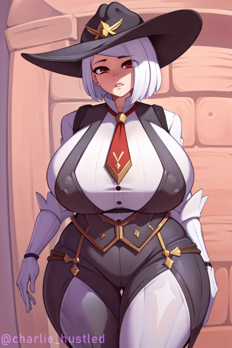 Image breasts,female,thick_thighs,wide_hips,ai_generated,huge_breasts,tagme,cameltoe,slim_waist,charlie_hustle,overwatch,overwatch_2,camel_toe,ashe_(overwatch)