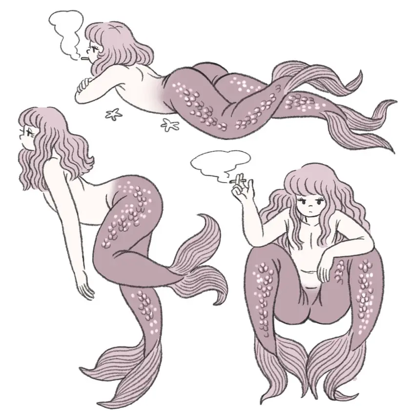 Image female,ass,butt,mermaid,cigarette,smoking,panoramango,mermaid_girl,smoking_cigarette