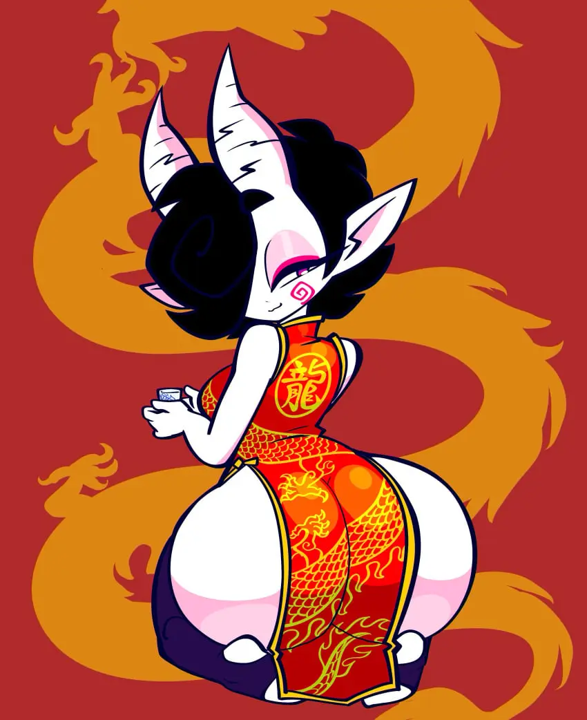Image thighhighs,huge_ass,straddling,edit,smirking_at_viewer,leggings,child_bearing_hips,behind_view,amy_(jek_korpen),jek_korpen,jektheartist,lunar_new_year
