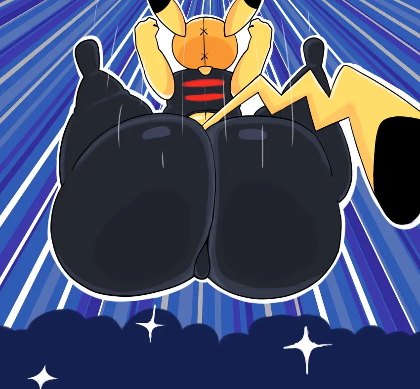 Image pokemon,pokemon_(species),furry,big_ass,huge_ass,anthro,fat_ass,yellow_fur,no_humans,pokémon_(species),pikachu,ass_bigger_than_head,colonbey,cosplay_pikachu,kkll9d11120,pikachu_libre