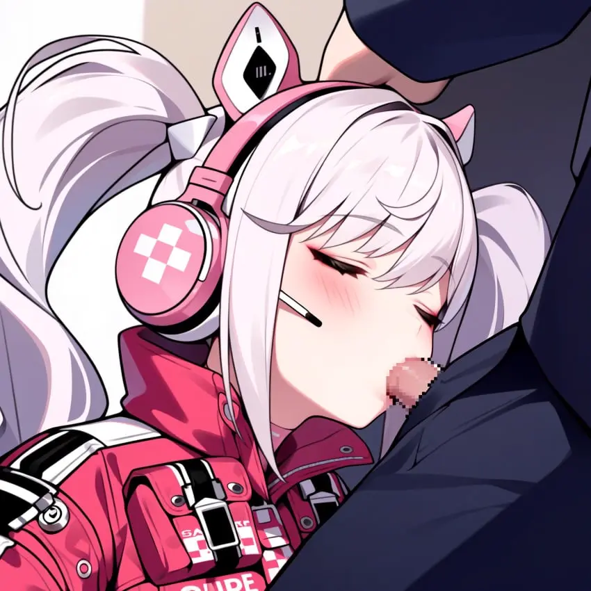 Image 1girls,blush,female,white_hair,1boy,hand_on_head,male,oral,penis,ai_generated,closed_eyes,blowjob,twintails,goddess_of_victory:_nikke,fully_clothed,close-up,alice_(nikke)