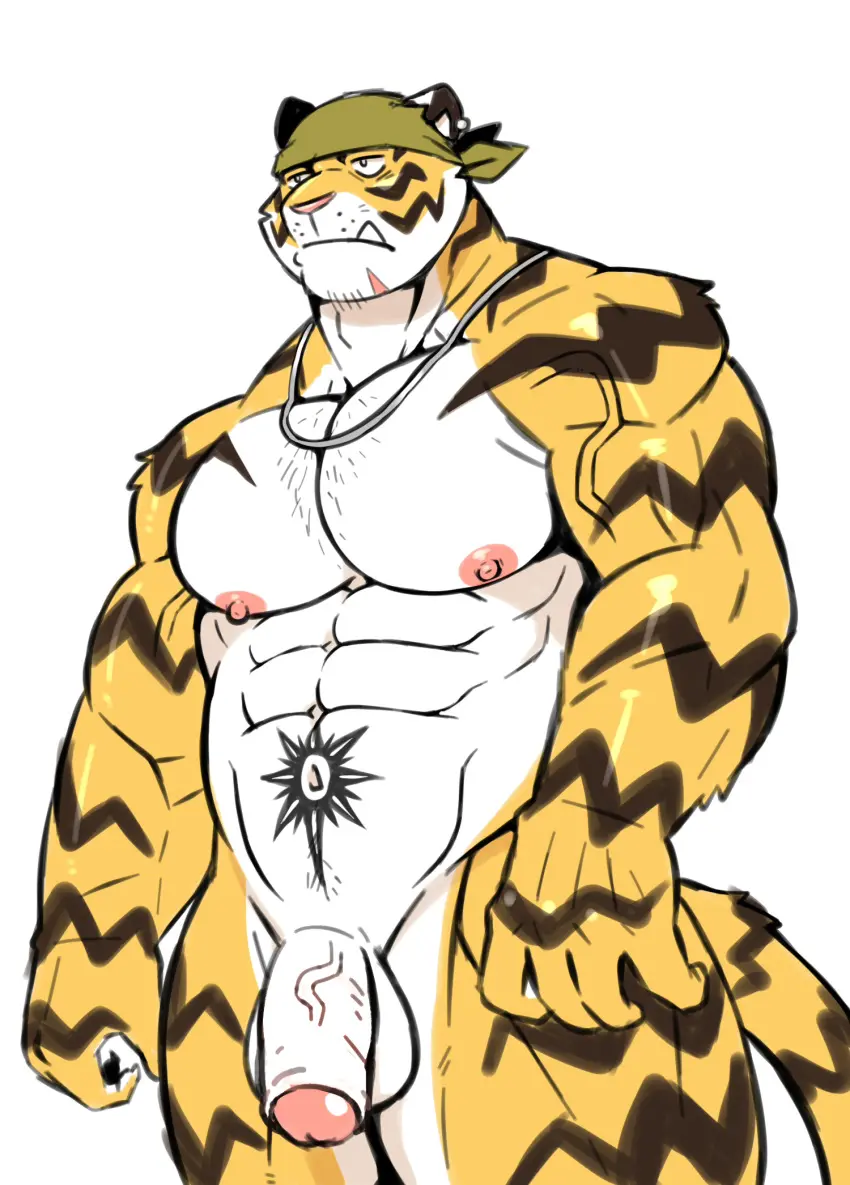 Image hi_res,nipples,simple_background,solo,male,navel,nude,penis,tail,humanoid_penis,muscular,muscular_male,male_only,balls,anthro,flaccid,fur,genitals,mammal,biceps,muscular_anthro,pecs,foreskin,uncircumcised,white_body,male_focus,solo_male,abs,humanoid_genitalia,felid,humanoid_hands,mostly_nude,pantherine,stripes,tiger,casual_nudity,masculine_male,deltoids,triceps,kerchief,bandana,bandanna_only,hupi1008,kerchief_only