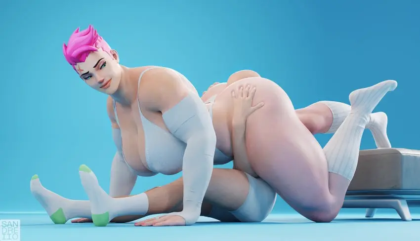 Image 1girls,big_breasts,breasts,female,1boy,male,short_hair,ass,big_ass,looking_back,thick_thighs,athletic,muscular,pink_hair,thick_ass,socks,3d,ass_grab,smaller_male,leotard,scar,dominant_female,athletic_female,nipple_bulge,muscular_female,femdom,pink_nails,larger_female,taller_girl,overwatch,overwatch_2,bridal_gauntlets,smothering,kneehighs,smothering_ass,eyebrow_slit,sandreiio,zarya