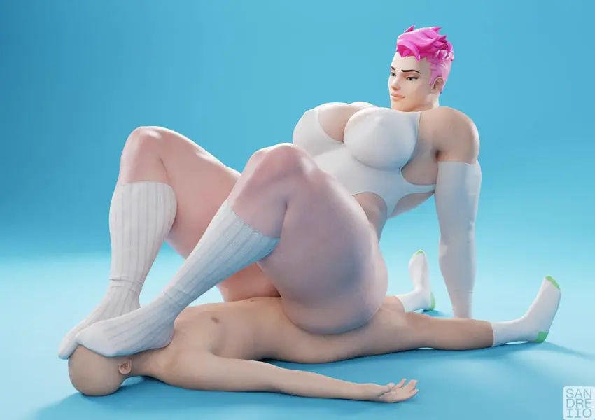Image 1girls,big_breasts,breasts,female,1boy,male,short_hair,ass,big_ass,thick_thighs,athletic,muscular,pink_hair,foot_fetish,thick_ass,socks,3d,smaller_male,sitting_on_person,leotard,scar,dominant_female,athletic_female,muscular_female,femdom,pink_nails,larger_female,taller_girl,overwatch,overwatch_2,bridal_gauntlets,kneehighs,leaning_back,eyebrow_slit,sandreiio,zarya,feet_in_face