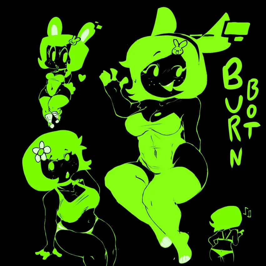 Image 1girls,big_breasts,breasts,female,hair_ornament,simple_background,solo,standing,thighhighs,choker,bikini,underwear,thick_thighs,freckles,flower_in_hair,cleavage,hairband,black_background,youtube,tagme,sitting,artist_request,bunny_ears,green_hair,tight_clothing,bunny_tail,bunnysuit,shortstack,back_view,monitor,freckles_on_face,chibi,robot,sneakers,tv,brain_dump,burnbot,humming