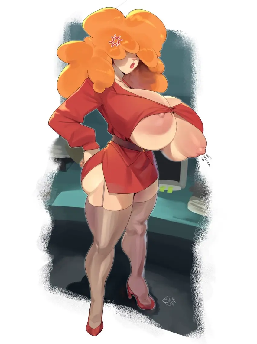 Image 1girls,2023,big_breasts,breasts,female,female_only,large_breasts,nipples,no_bra,solo,big_hair,female_focus,red_head,thick_thighs,thighs,areolae,cleavage,orange_hair,solo_female,huge_breasts,ginger,lips,mature_female,skirt,belt,thick_lips,mature,breast_focus,areola_slip,wardrobe_malfunction,cartoon_network,hair_over_eyes,office_lady,bursting_breasts,big_lips,afro,buttons,pencil_skirt,powerpuff_girls,sara_bellum,strained_buttons,sungerart,undersized_clothes
