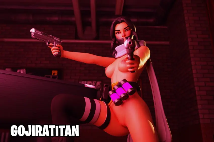Image 1girls,female,solo_female,fortnite,functionally_nude,functionally_nude_female,gun,gojiratitan,gojiratitannsfw,guns,vi_(fortnite)