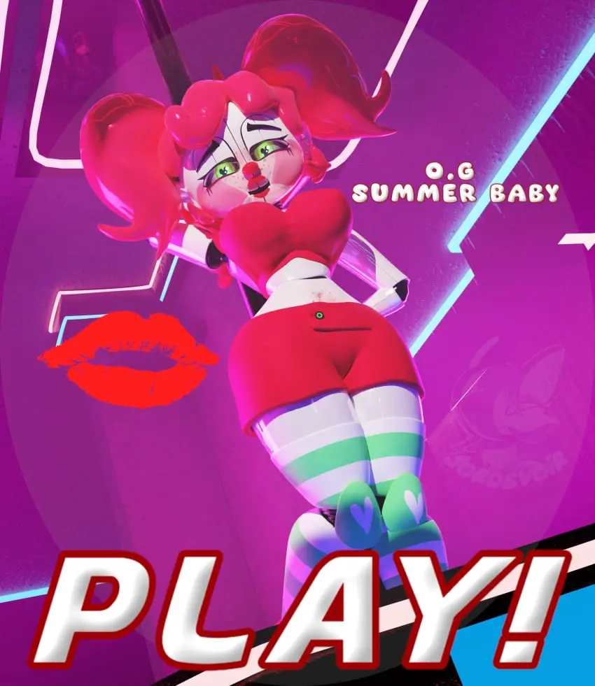 Image female,solo,female_focus,green_eyes,artist_request,3d,3d_model,tease,robot_girl,stripper_pole,five_nights_at_freddy's,fnaf,scottgames,baby_(fnafsl),circus_baby,circus_baby_(fnaf),five_nights_at_freddy's:_sister_location,sister_location,so87baby,summer_of_87_baby