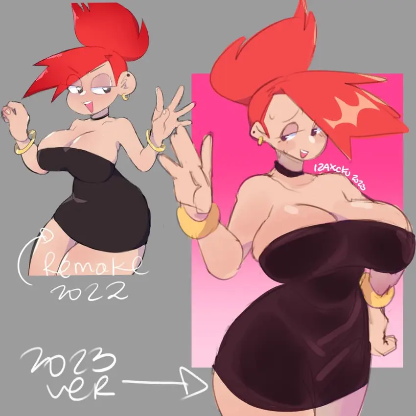 Image 1girls,female,solo,tagme,tight_clothing,black_dress,cartoon_network,foster's_home_for_imaginary_friends,frankie_foster,redraw,izaxcku