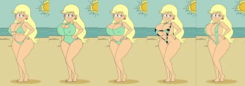 Image 1girls,big_breasts,breasts,female,long_hair,solo,milf,cleavage,2d,tagme,aged_up,blonde_hair,1milf,the_loud_house,ferozyraptor,split_screen,v_bikini,leni_loud