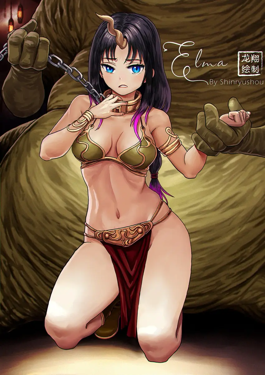 Image female,cleavage,artist_request,after_sex,restrained,collar,revealing_clothes,wince,bondage,skimpy_clothes,leash,femsub,chains,belly_dancer,belly_dancer_outfit,implied_sex,slave_bikini,slave_collar,slave_leia_(cosplay),slave_outfit,star_wars,strangling,bound,pelvic_curtain,unknown_artist,leash_pull,slave,miss_kobayashi's_dragon_maid,jabba_the_hutt,slavegirl,loincloth,leash_and_collar,harem_girl,harem_outfit,metal_collar,captive,captivity,elma_(dragon_maid),gold_bikini,wrist_grab