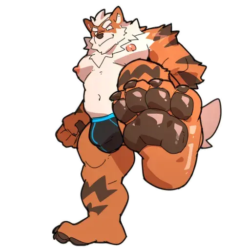 Image clothing,nipples,solo,male,pokemon,pokemon_(species),underwear,feet,anthro,nintendo,bulge,canid,canine,mammal,pecs,1:1,pawpads,generation_1_pokemon,alpha_channel,arcanine,baiyushou