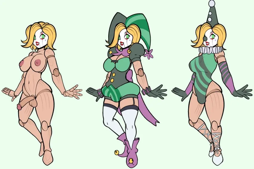 Image big_breasts,breasts,clothed,clothing,hi_res,mostly_clothed,solo,elbow_gloves,gloves,penis,big_penis,1futa,erection,futanari,humanoid,humanoid_penis,intersex,balls,hair,tan_body,blonde_hair,green_eyes,futa_only,genitals,leotard,fully_clothed,gynomorph,handwear,armwear,wood,animate_inanimate,doll,clown_makeup,reference_image,flat_colors,fours_(artist),ballerina_shoes,jester_outfit,living_doll