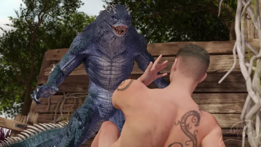 Image male,nude,2boys,male/male,male_only,nude_male,naked,3d,3d_(artwork),3d_model,male_focus,reptile_humanoid,naked_male,mortal_kombat,mortal_kombat_1_(2023),netherrealm_studios,reptile_(mortal_kombat),syzoth,human_form,nightin_galez,zaterran