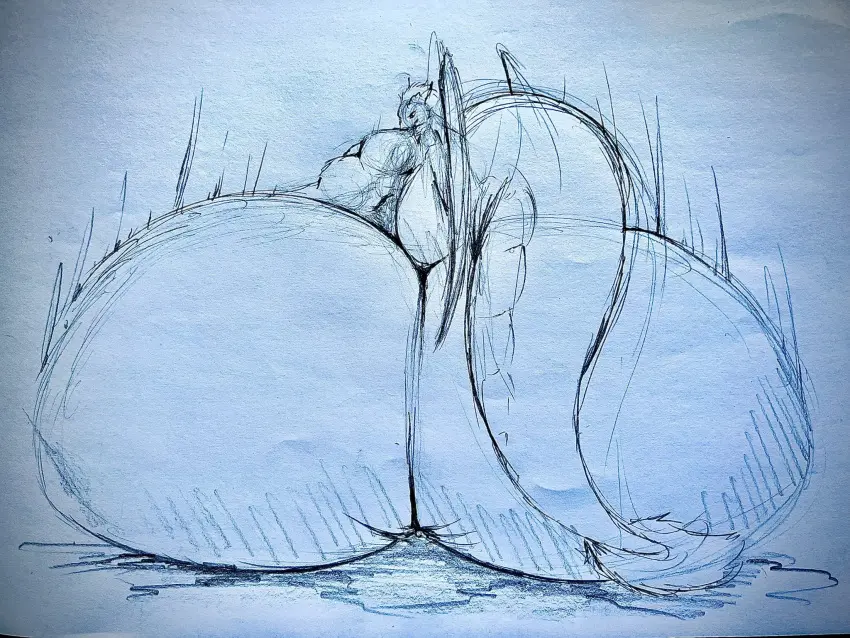 Image male,tail,ass,big_ass,bubble_butt,huge_ass,looking_back,thick_thighs,massive_ass,wide_hips,male_only,wings,anthro,tagme,character_request,sketch,large_ass,hyper_ass,traditional_media_(artwork),gigantic_ass,long_tail,enormous_ass,colossal_ass,thebiggerderg