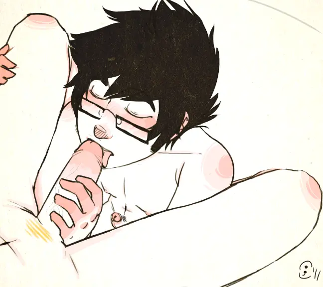 Image male,penis,big_penis,male/male,male_only,glasses,gay,blowjob,male_focus,homestuck,dave_strider,john_egbert