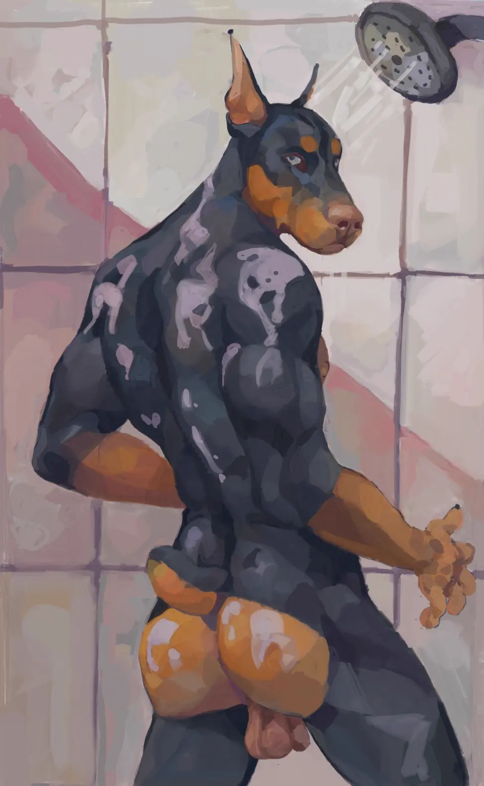 Image hi_res,solo,male,nude,penis,humanoid_penis,muscular,muscular_male,balls,anthro,flaccid,canid,canine,canis,domestic_dog,fur,genitals,mammal,foreskin,uncircumcised,humanoid_genitalia,casual_nudity,masculine_male,dobermann,pinscher,nemera
