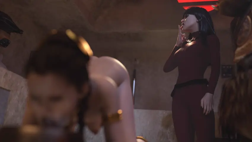 Image breasts,female,long_hair,2girls,black_hair,cum_on_face,ass,bubble_butt,medium_breasts,brown_hair,3d,3d_(artwork),eyeshadow,hanging_breasts,bodysuit,slave_collar,star_wars,braided_hair,skin_tight,face_down_ass_up,slave,on_all_fours,licking_cum,slavegirl,licking_fingers,gamorrean,princess_leia_organa,alexbridger,melina_carniss,slave_leia,catsuit