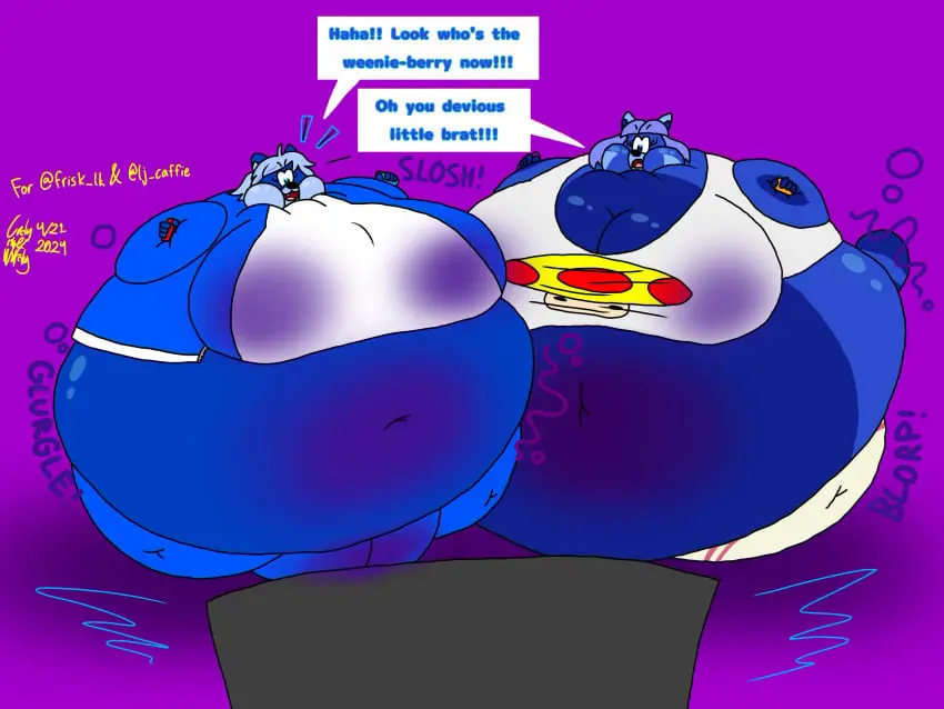 Image big_breasts,breasts,female,2girls,furry,thick_thighs,wide_hips,cleavage,huge_breasts,tagme,character_request,blueberry_inflation,spherical_inflation,sunken_head,sunken_limbs,bao_azalea,codythewolf