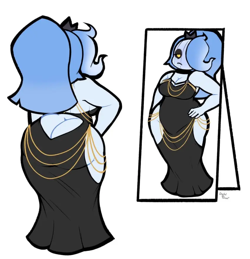 Image big_breasts,breasts,female,big_ass,bubble_butt,huge_ass,thick_thighs,wide_hips,tagme,dress,character_request,meme_attire,modakawa_dress,digitalpelican