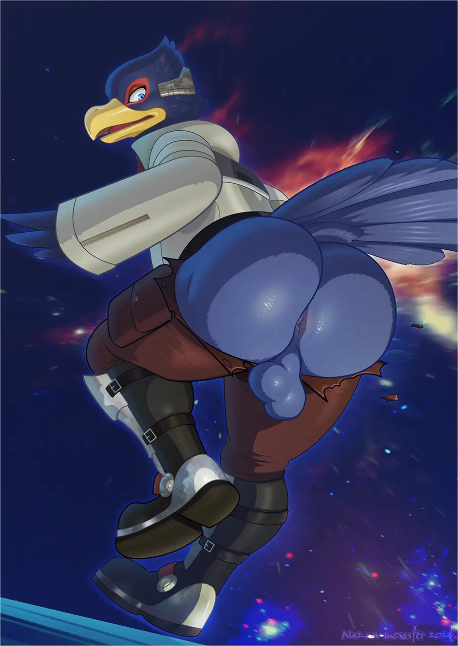Image male,ass,balls,torn_clothes,avian,super_smash_bros.,star_fox,falco_lombardi