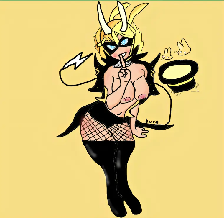 Image 1girls,blush,breasts,female,looking_at_viewer,tail,seductive,bunny_ears,dragon,dragon_pow,lightning,shockwing_(dragon_pow)