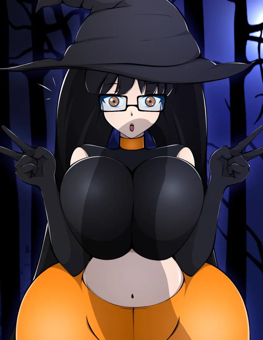 Image 1girls,female,thick_thighs,tagme,original_character,witch_costume,witch_hat,halloween_girl_(zonen404),zonen404