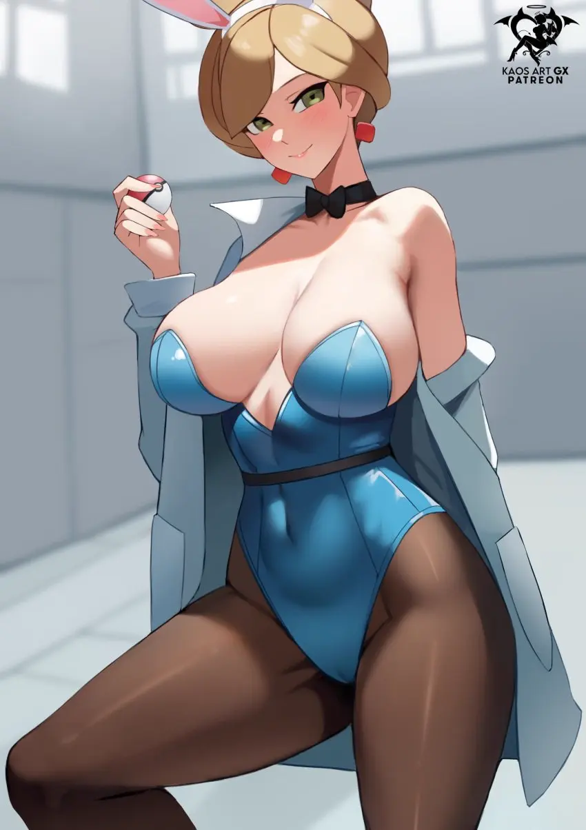 Image 1girls,breasts,female,light-skinned_female,light_skin,long_hair,pokemon,huge_breasts,green_eyes,brown_hair,bunny_ears,bunny_girl,nintendo,bunnysuit,leotard,highleg_leotard,pokemon_bw,aurea_juniper,kaos_art
