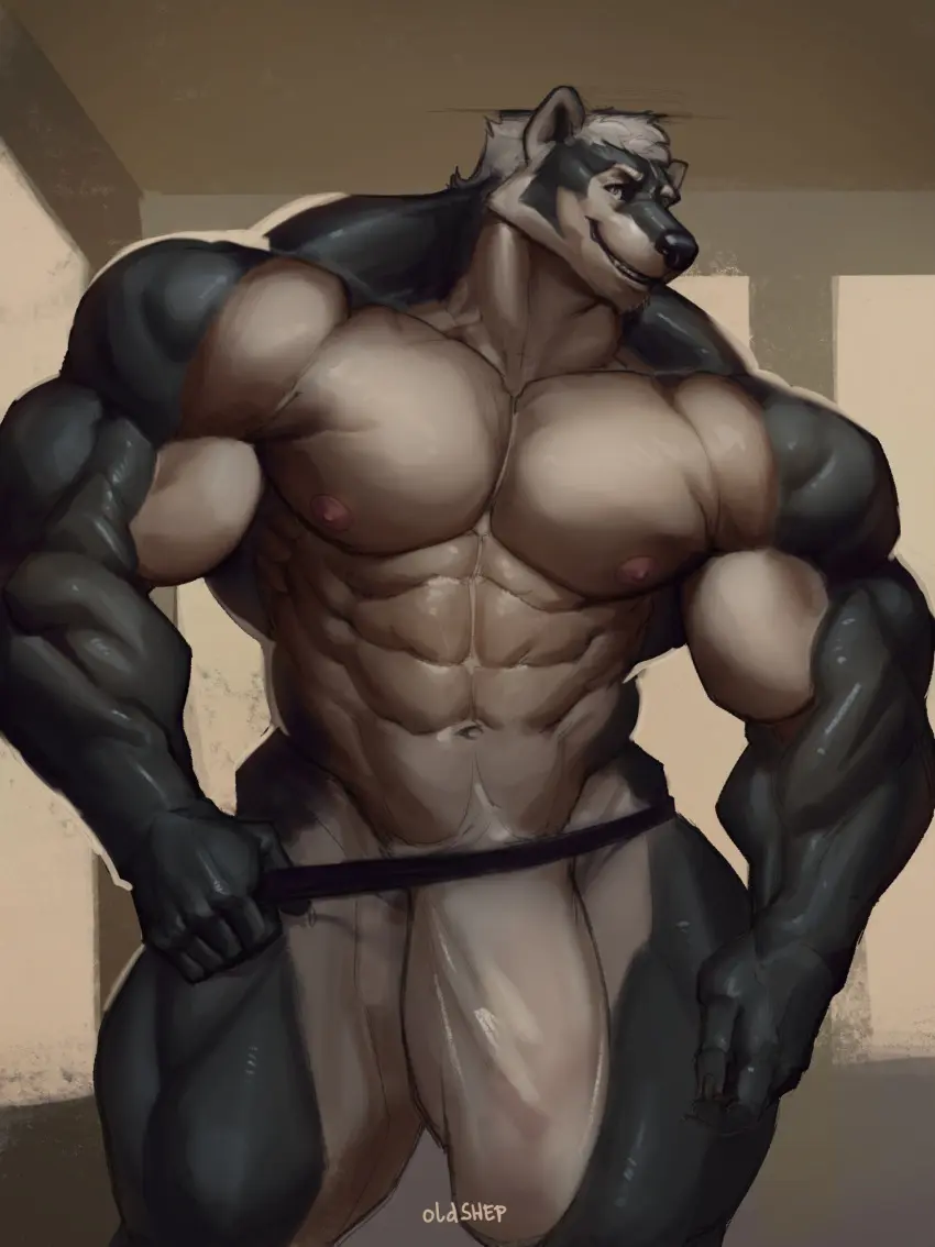 Image 2023,clothed,clothing,hi_res,looking_at_viewer,nipples,simple_background,smile,solo,standing,white_hair,male,penis,underwear,big_penis,muscular,muscular_male,pink_nipples,male_only,hair,huge_cock,anthro,bulge,topless,underwear_only,grey_eyes,flaccid,fur,genitals,mammal,multicolored_body,multicolored_fur,two_tone_body,two_tone_fur,claws,black_body,thick_penis,5_fingers,black_nose,white_body,solo_male,fingers,big_muscles,mustelid,big_bulge,white_fur,pubes,huge_bulge,black_fur,black_claws,pink_penis,translucent,translucent_clothing,countershading,jockstrap,jockstrap_only,huge_muscles,musteline,white_pubes,badger,oldshep,translucent_underwear