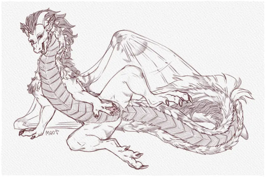 Image female,hi_res,solo,pussy,anus,spread_pussy,spreading,mythology,black_and_white,monochrome,genitals,claws,horn,scales,scalie,mythological_creature,dragon,mythological_scalie,feral,mane,belly_scales,maoshan