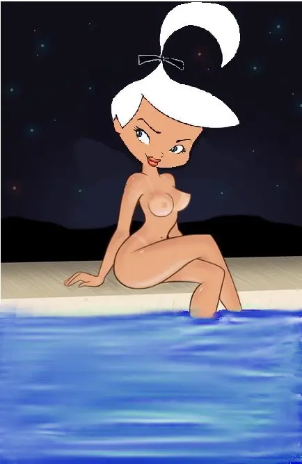 Image 1girls,breasts,female,female_only,nipples,solo,white_hair,nude,tanlines,nude_female,2d,medium_breasts,sitting,tanline,poolside,hanna-barbera,swimming_pool,artful_bodger,judy_jetson,the_jetsons