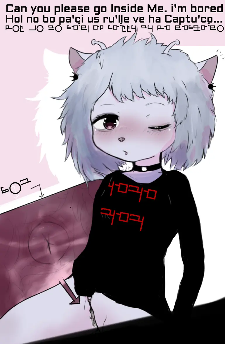 Image blush,clothed,clothing,female,red_eyes,white_hair,pussy,choker,duo,digital_media_(artwork),jewelry,hair,size_difference,anthro,text,vaginal_penetration,necklace,genital_fluids,bodily_fluids,genitals,blue_body,first_person_view,alien,blue_skin,black_clothing,macro,cervix,micro,vore,extreme_size_difference,antennae_(anatomy),unbirthing,teruni-inamor,teruni_nemira_inamor,virelli