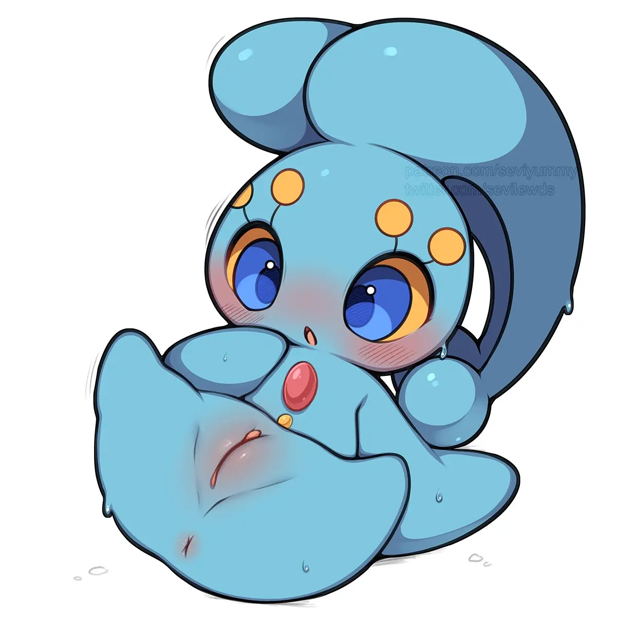 Image blush,female,hi_res,looking_at_viewer,open_mouth,simple_background,solo,white_background,blue_eyes,pokemon,pokemon_(species),pussy,lying,on_back,tongue,humanoid,artist_name,digital_media_(artwork),gem,text,anus,clitoris,spread_legs,spreading,wet,nintendo,presenting,genitals,multicolored_body,yellow_body,motion_lines,2024,blue_body,wide_eyed,front_view,blush_lines,generation_4_pokemon,presenting_pussy,pink_tongue,url,presenting_anus,yellow_sclera,pupils,pink_anus,legendary_pokemon,body_blush,pussy_blush,x_anus,pink_pussy,chest_gem,manaphy,seviyummy