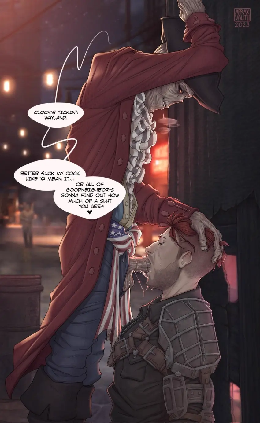 Image hand_on_head,male,penis,fellatio,2boys,male/male,male_only,yaoi,original_character,gay,alternate_version_available,blowjob,deepthroat,oral_sex,public,dialogue,oral_penetration,male_focus,saliva_trail,degradation_text,male_on_male,clothed_sex,blowjob_face,gay_blowjob,fallout,dirty_talk,saliva_on_penis,public_nudity,exhibitionism,ych,public_sex,deep_blowjob,post-human,alternate_version_at_source,aprax_valith,fallout_(series),ghoul_(fallout),fallout_4,hancock_(fallout_4),john_hancock,ych_result