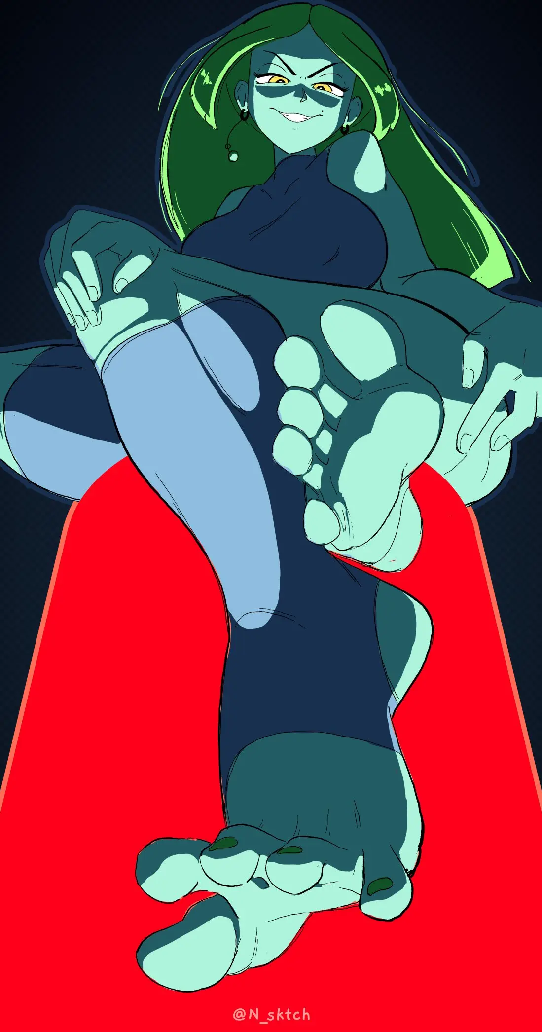 Image yellow_eyes,ass,big_ass,earrings,barefoot,grin,green_eyes,foot_fetish,green_skin,sitting,nail_polish,original_character,dragon_ball,big_thighs,partially_clothed,nipple_bulge,stirrup_legwear,rule_63,foot_focus,genderswap_(mtf),genderswap,spread_toes,pokies,n_sktch,zarbon