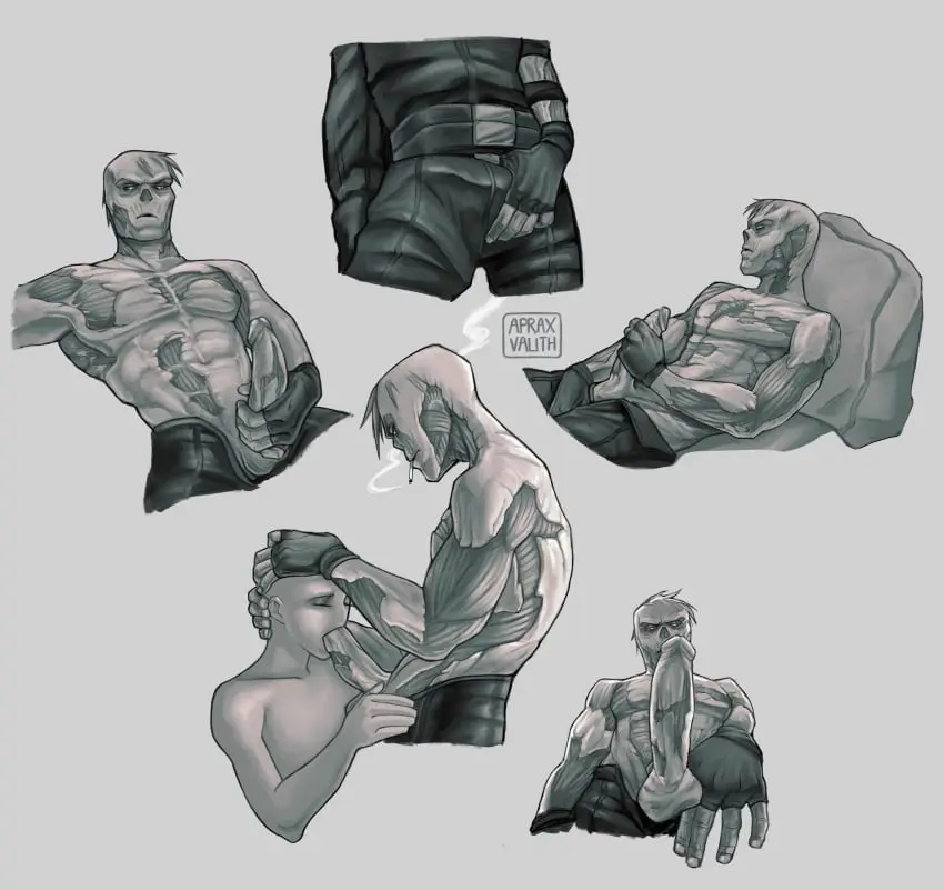 Image penis,ambiguous_gender,blowjob,erection_under_clothes,black_and_white,masturbation,sketch_page,jerkingoff,no_color,fallout,penis_out,anon,noseless,anonymous_character,aprax_valith,charon_(fallout),fallout_(series),fallout_3,ghoul_(fallout)
