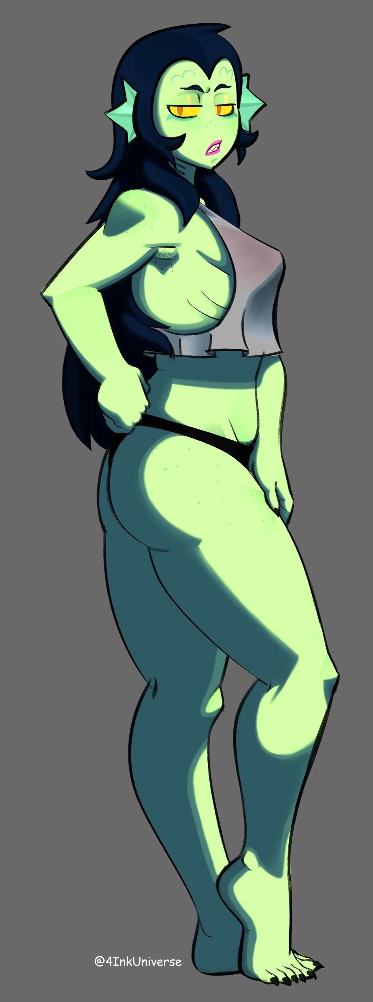 Image clothing,yellow_eyes,green_skin,brawl_stars,walking,willow_(brawl_stars)