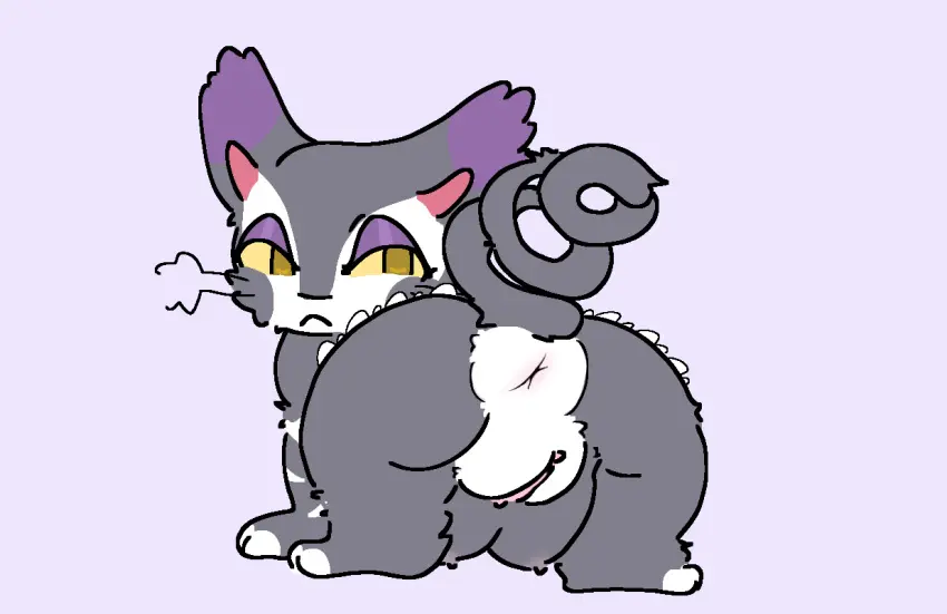 Image female,nipples,simple_background,solo,pokemon,pokemon_(species),pussy,tail,lying,ass,looking_back,solo_focus,anus,nintendo,presenting,fur,genitals,mammal,paws,feline,presenting_hindquarters,generation_4_pokemon,feral,felid,domestic_cat,felis,whiskers,on_front,burgercat55,purugly