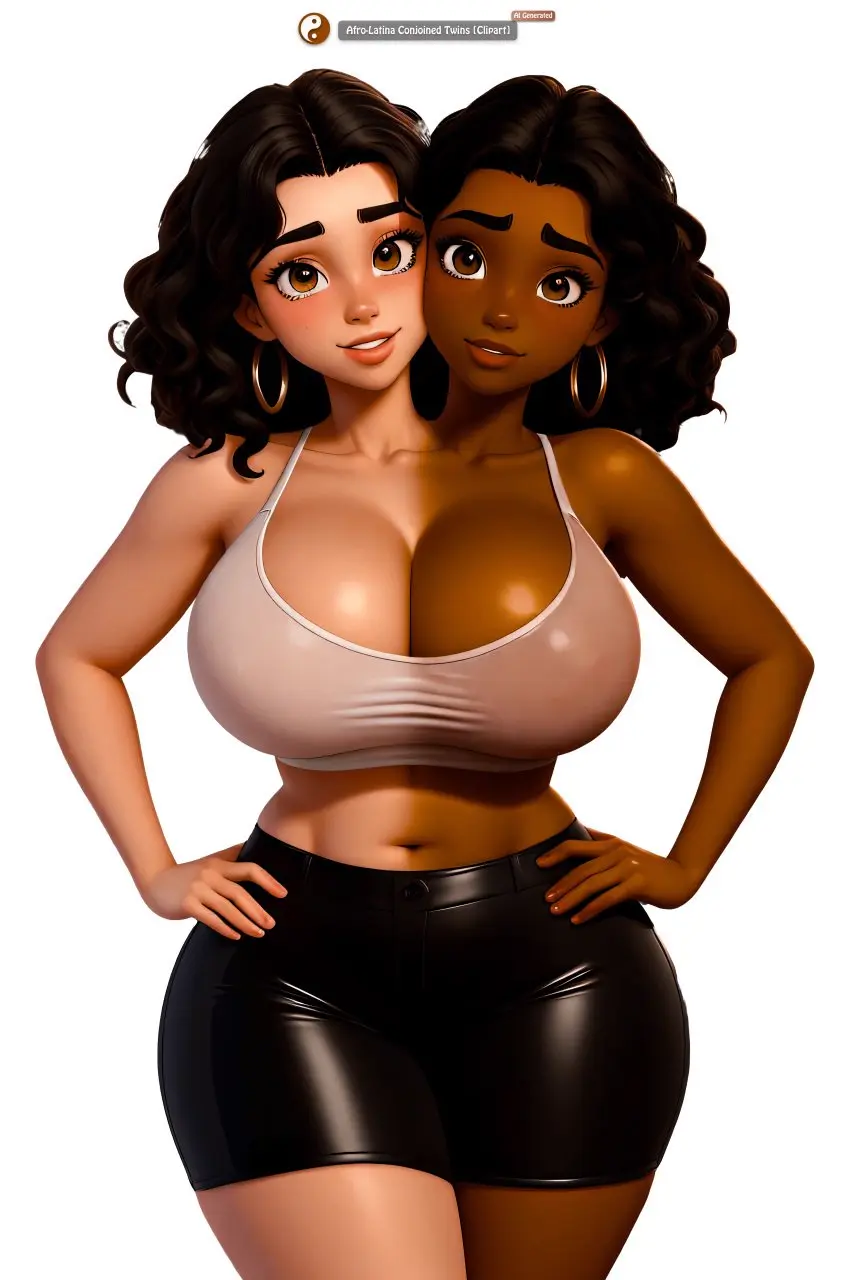 Image breasts,brown_eyes,female,female_only,large_breasts,light-skinned_female,light_skin,looking_at_viewer,2girls,bra,underwear,curly_hair,thick_thighs,dark_skin,interracial,wide_hips,ai_generated,tan_skin,cleavage,wavy_hair,white_bra,thick,curvy,curvy_female,brown_hair,dark-skinned_female,two_tone_body,sisters,black_shorts,thin_waist,thick_hips,thick_legs,female/female,facing_viewer,brown_skin,black_pants,multi_head,hands_on_ass,black_pantyhose,ai_art,twins,conjoined,two_tone_skin,2_heads,afro-latina,afro-latino,chocolate_and_caramel,conjoined_twins,identical_twins,interracial_twins,low_cut_top,same_face,seaart.ai,siamese_twins,stuck_together,swago3789,twin_sisters,viewer_perspective,translucent_bra,translucent_topwear