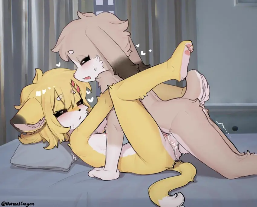 Image blush,breasts,female,hi_res,open_mouth,cum,male,nude,penis,pussy,sweat,tail,lying,on_back,sex,barefoot,duo,feet,balls,male/female,anthro,cum_in_pussy,cum_inside,vaginal_penetration,closed_eyes,ejaculation,looking_pleasured,bed,missionary_position,penetration,genital_fluids,soles,bodily_fluids,fur,genitals,mammal,paws,yellow_body,yellow_fur,feline,cumshot,pillow,from_front_position,brown_fur,toes,furniture,brown_body,lagomorph,leporid,rabbit,heart_symbol,felid,domestic_cat,felis,pawpads,hindpaw,3_toes,bun_boy_oc_(crayon),crayon_(artist),kanis_(crayon),katten_(crayon)