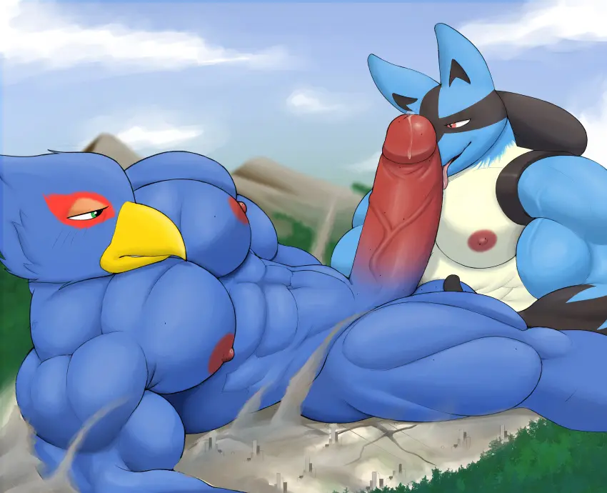 Image hi_res,nipples,licking,male,oral,penis,pokemon,pokemon_(species),tongue_out,lying,tongue,sex,duo,erection,fellatio,muscular,muscular_male,areola,male/male,balls,feathers,anthro,absurd_res,gay,nintendo,genital_fluids,bodily_fluids,canid,canine,fur,genitals,mammal,precum,muscular_anthro,pecs,non-mammal_nipples,blue_body,avian,beak,bird,blue_fur,big_muscles,penile,generation_4_pokemon,penis_lick,smoke,macro,city,destruction,lucario,fondling,blue_feathers,ball_fondling,star_fox,falco_lombardi,led_owo,macro_on_macro,togepi1125