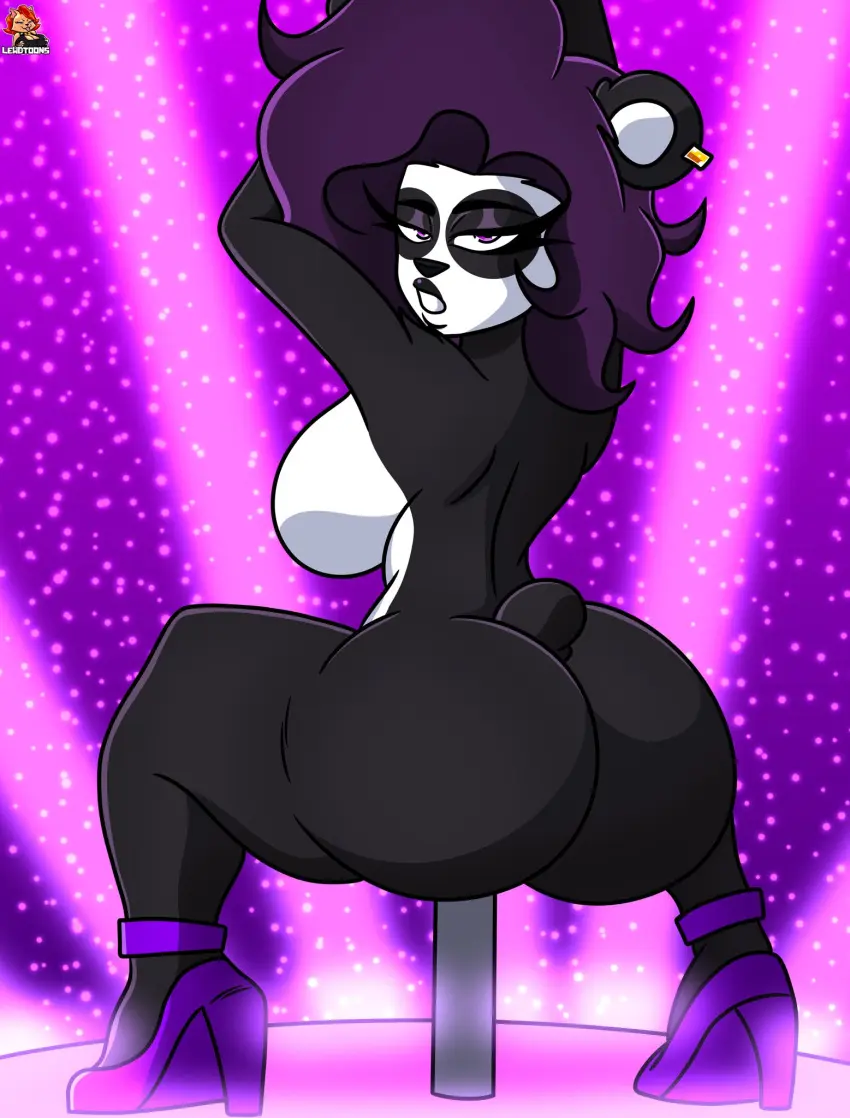 Image female,big_ass,panda,stripper_pole,focused,lewdtoons