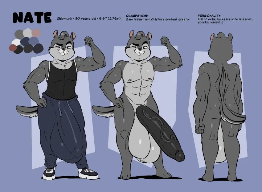 Image clothed,clothing,hi_res,shirt,solo,male,nude,penis,ass,big_penis,muscular,muscular_male,male_only,balls,huge_cock,anthro,one_eye_closed,wink,bulge,big_balls,fur,genitals,grey_body,grey_fur,mammal,multicolored_body,multicolored_fur,two_tone_body,two_tone_fur,muscular_anthro,huge_balls,hyper_balls,hyper_penis,abs,joaoppereiraus,tank_top,topwear,big_bulge,detailed_bulge,huge_bulge,hyper,hyper_bulge,hyper_genitalia,rodent,chipmunk,ground_squirrel,nate_(joaoppereiraus),sciurid,model_sheet,flexing,sweatpants